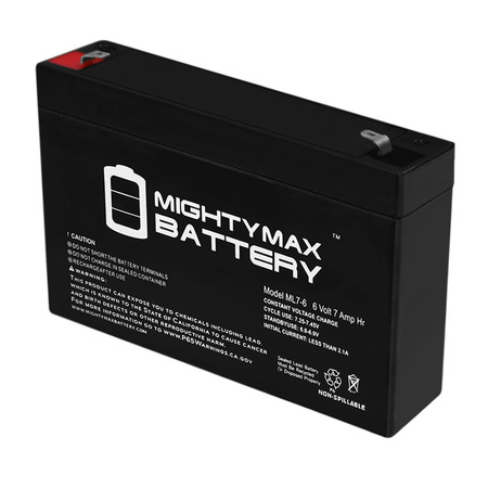 MIGHTY MAX BATTERY 6-Volt 7 Ah Sealed Lead Acid (SLA) AGM Rechargeable Battery ML7-6